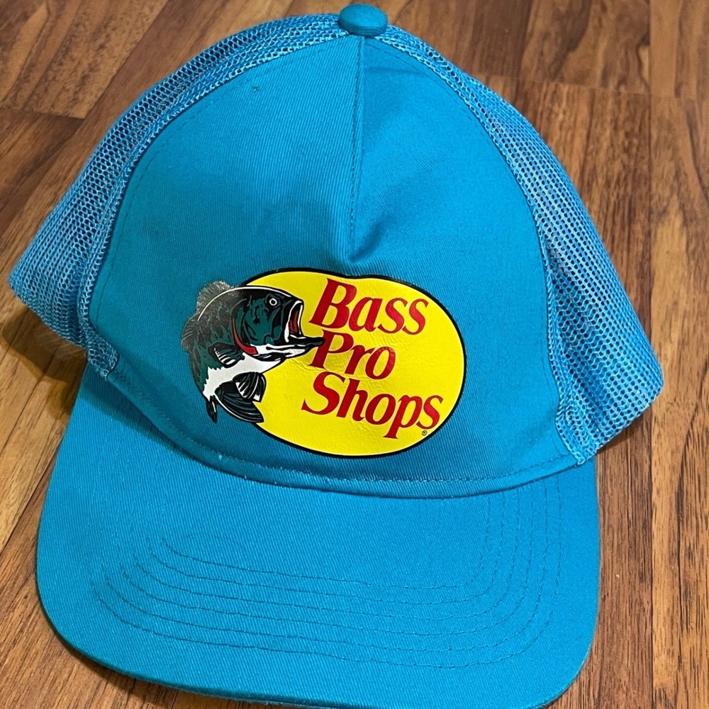 Bass Pro Shops Trucker Hat Mens OSFA Blue Mesh Snapback Fishing Cap 638BP-032